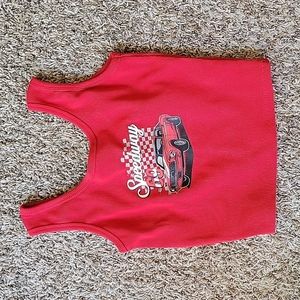 Obsessive Love red tank top. Size S fits Size XS.